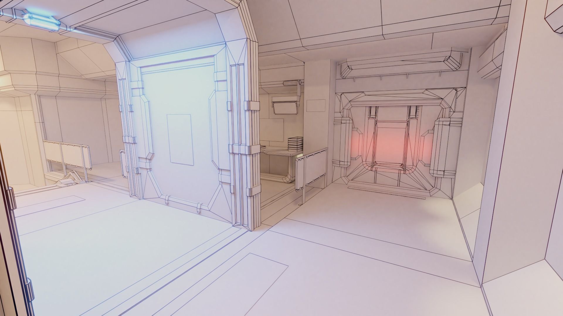 Sci Fi Space Station Modular Kit Low-poly 3D model_14