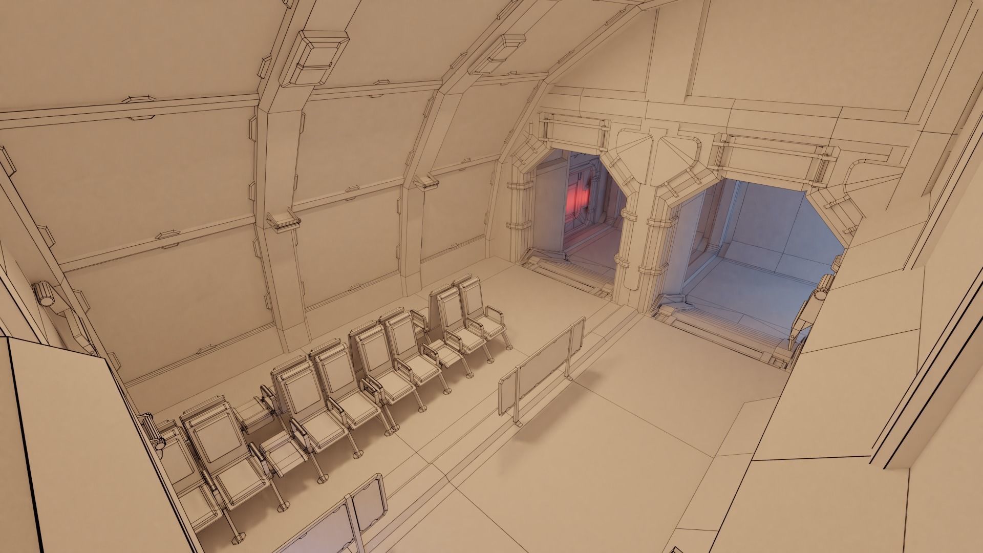 Sci Fi Space Station Modular Kit Low-poly 3D model_16