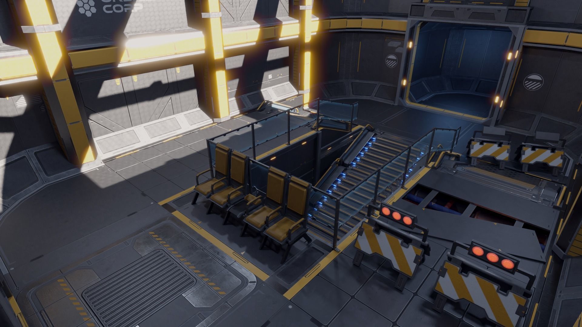 Sci Fi Space Station Modular Kit Low-poly 3D model_9