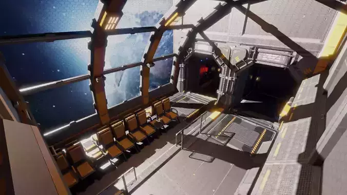Sci Fi Space Station Modular Kit Low-poly 3D model