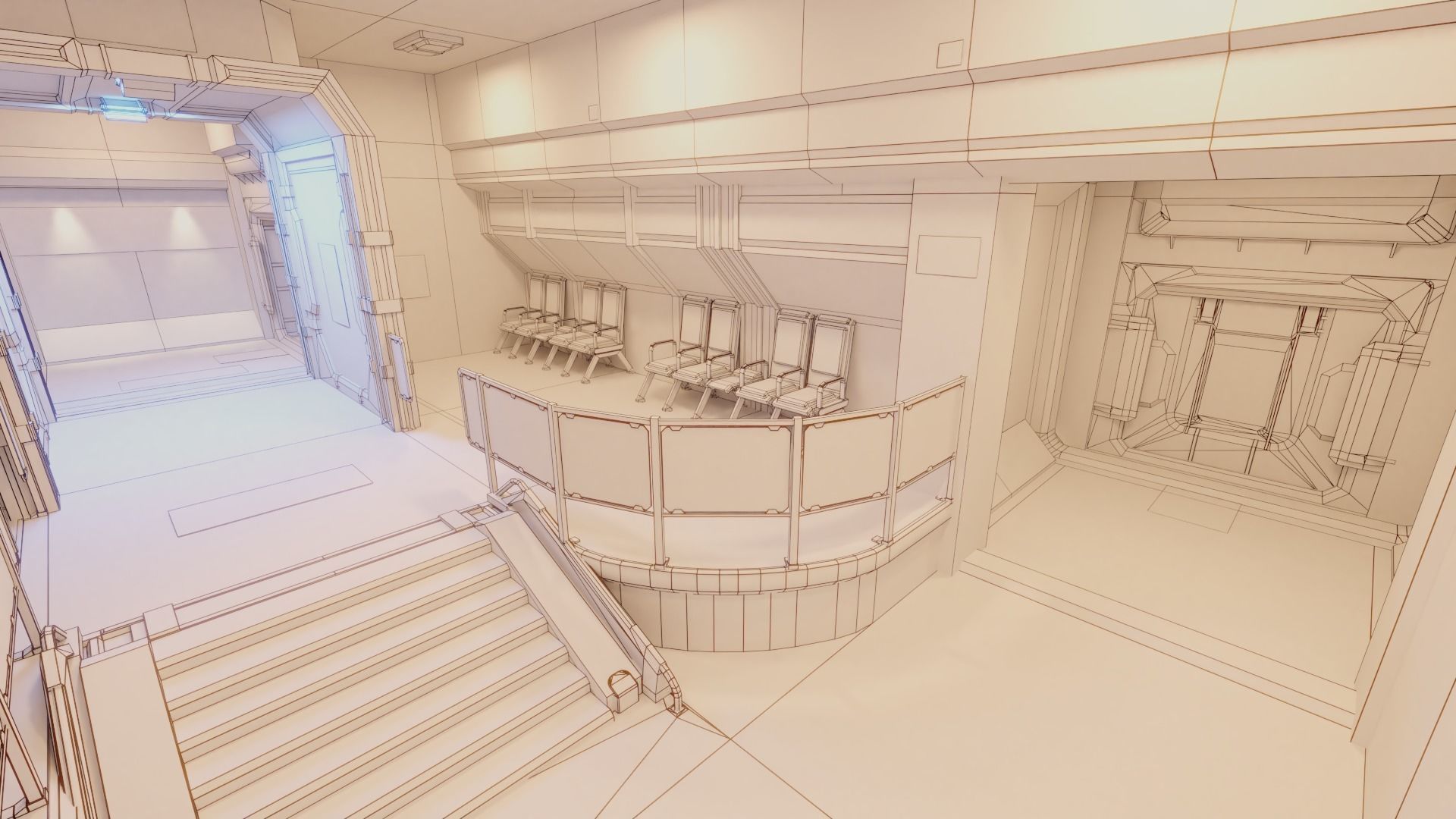 Sci Fi Space Station Modular Kit Low-poly 3D model_13