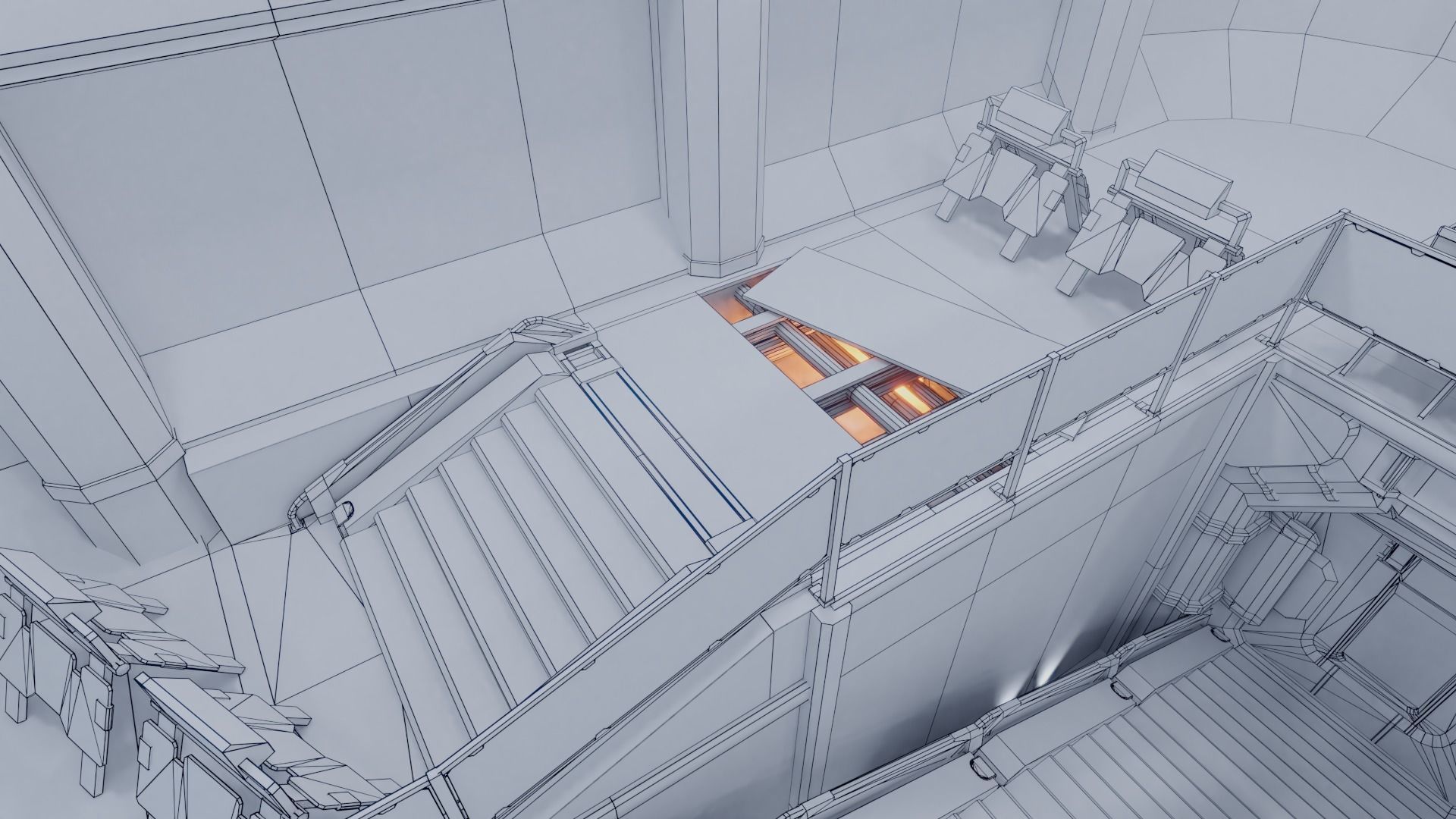 Sci Fi Space Station Modular Kit Low-poly 3D model_18
