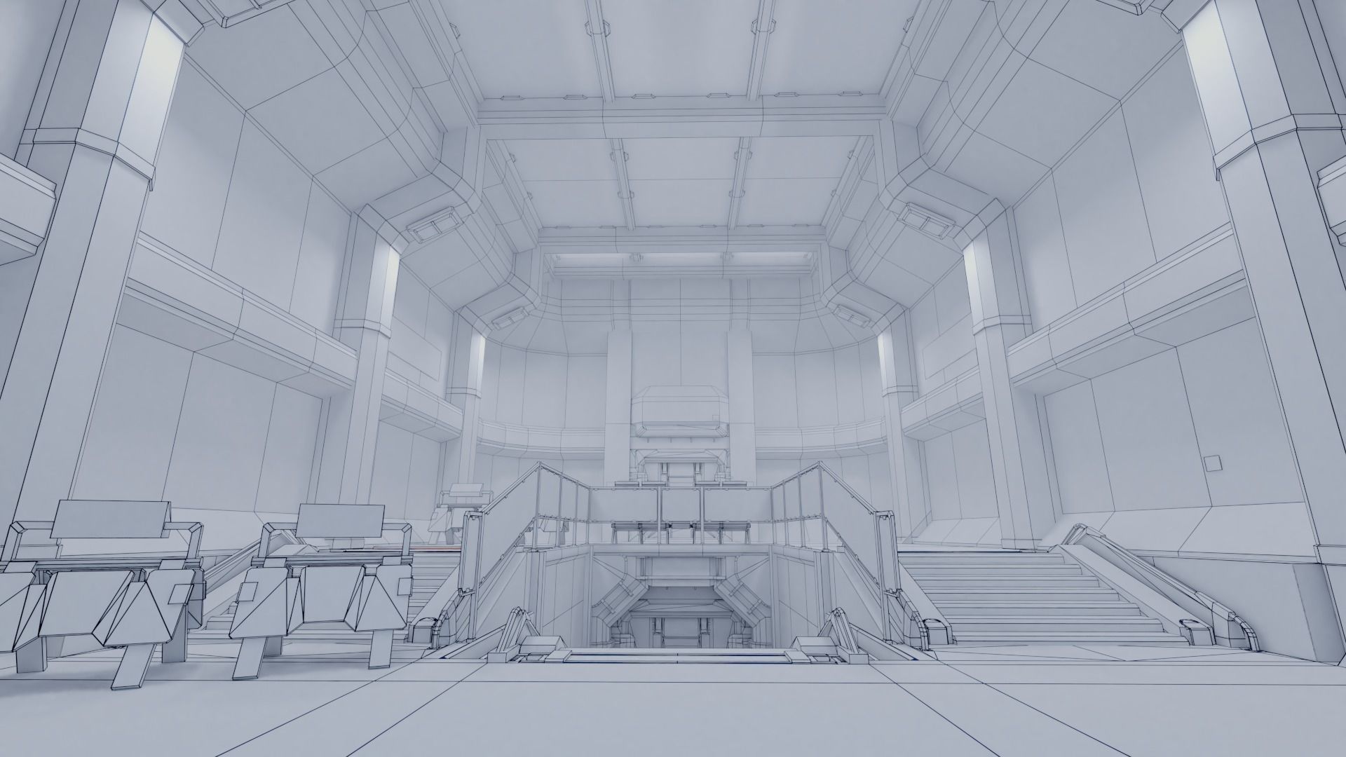 Sci Fi Space Station Modular Kit Low-poly 3D model_17