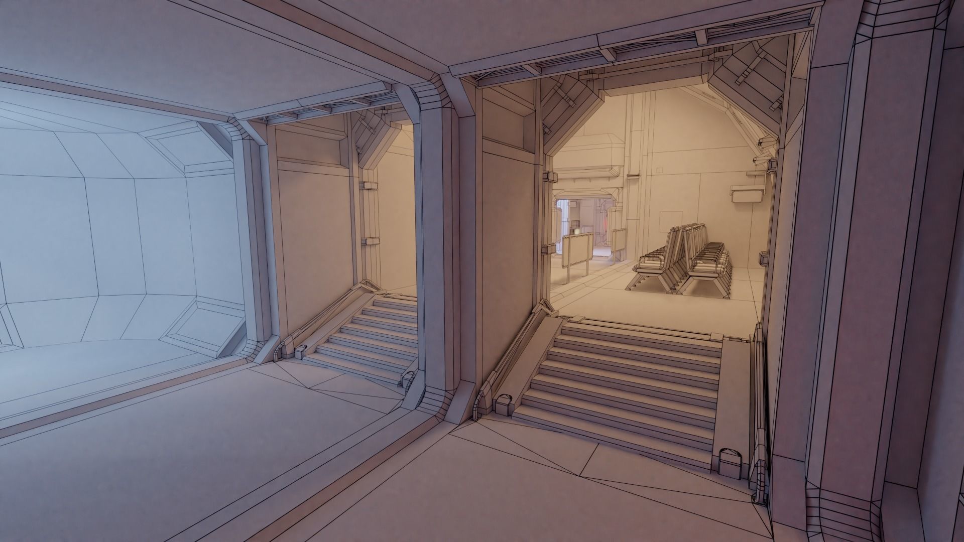 Sci Fi Space Station Modular Kit Low-poly 3D model_15