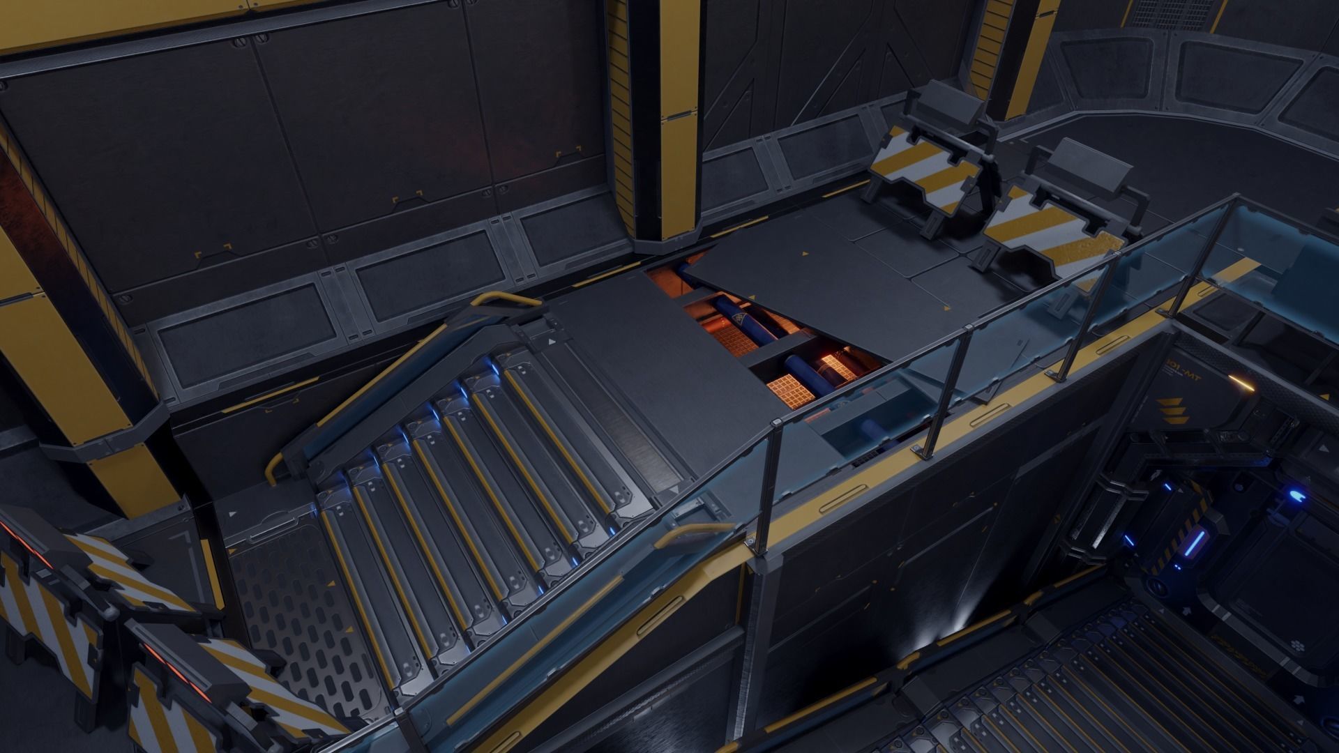 Sci Fi Space Station Modular Kit Low-poly 3D model_8