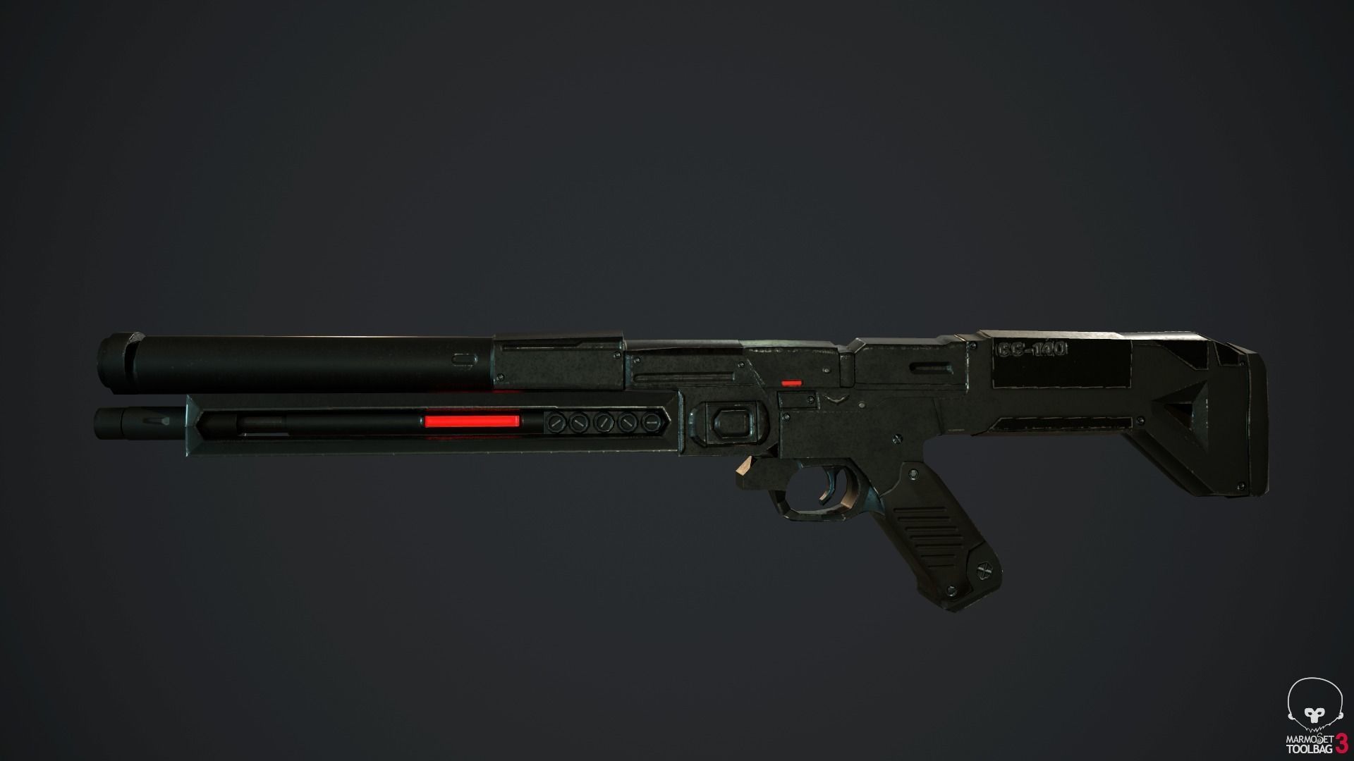 SCI-FI Shotgun Low-poly 3D model_2