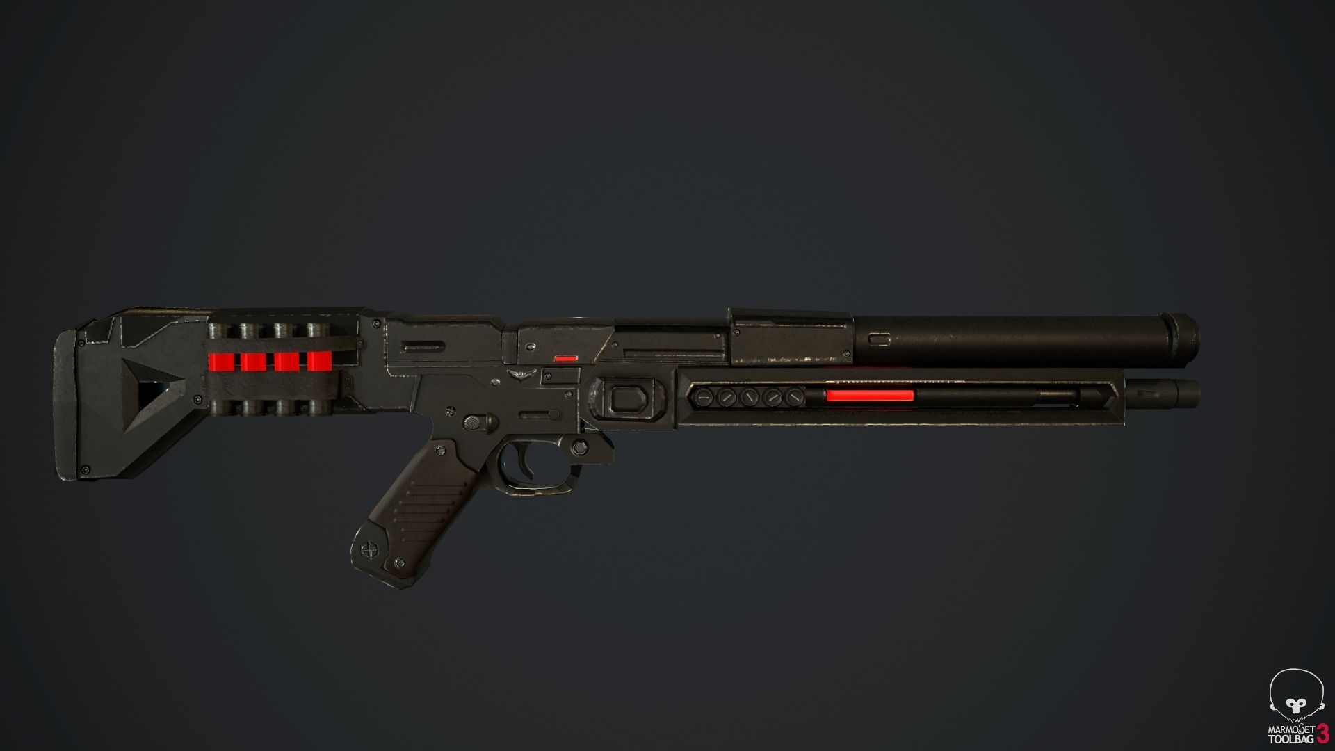 SCI-FI Shotgun Low-poly 3D model_1