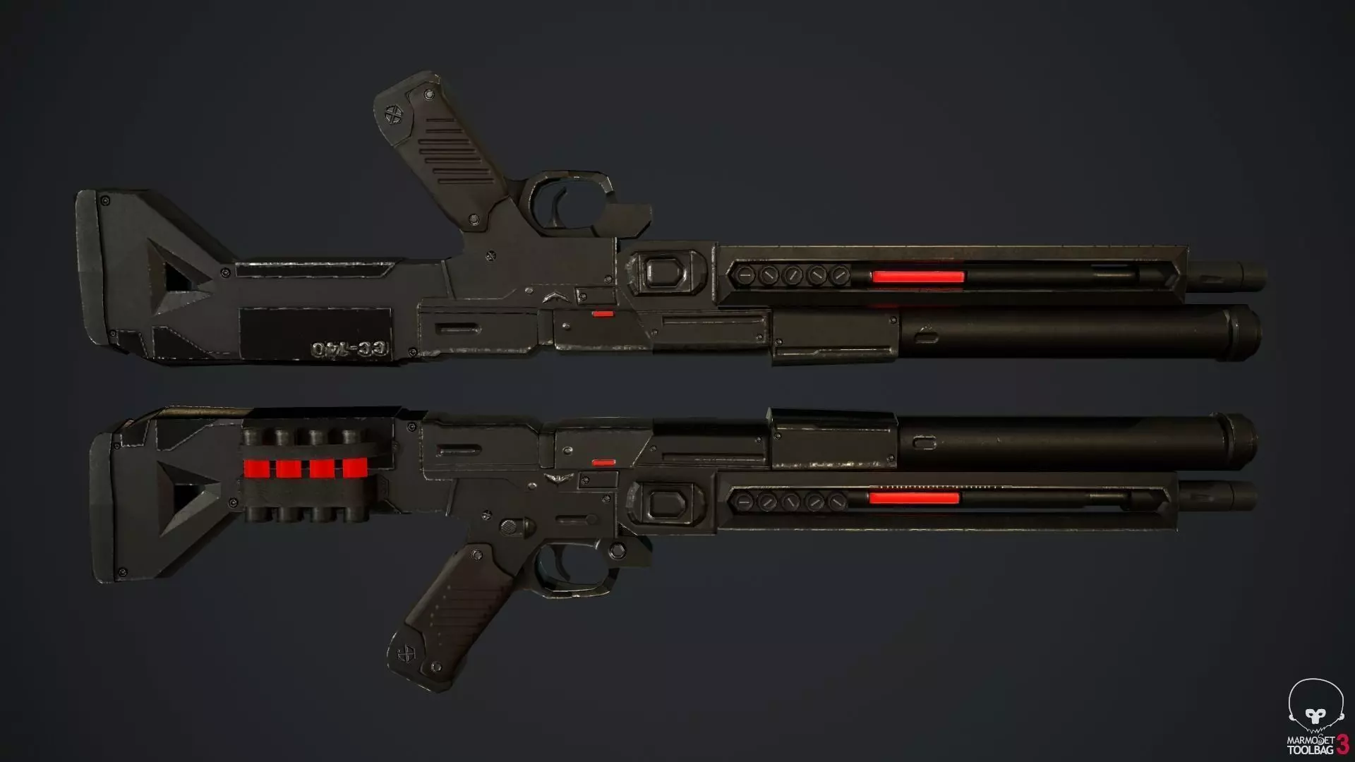 SCI-FI Shotgun Low-poly 3D model_0