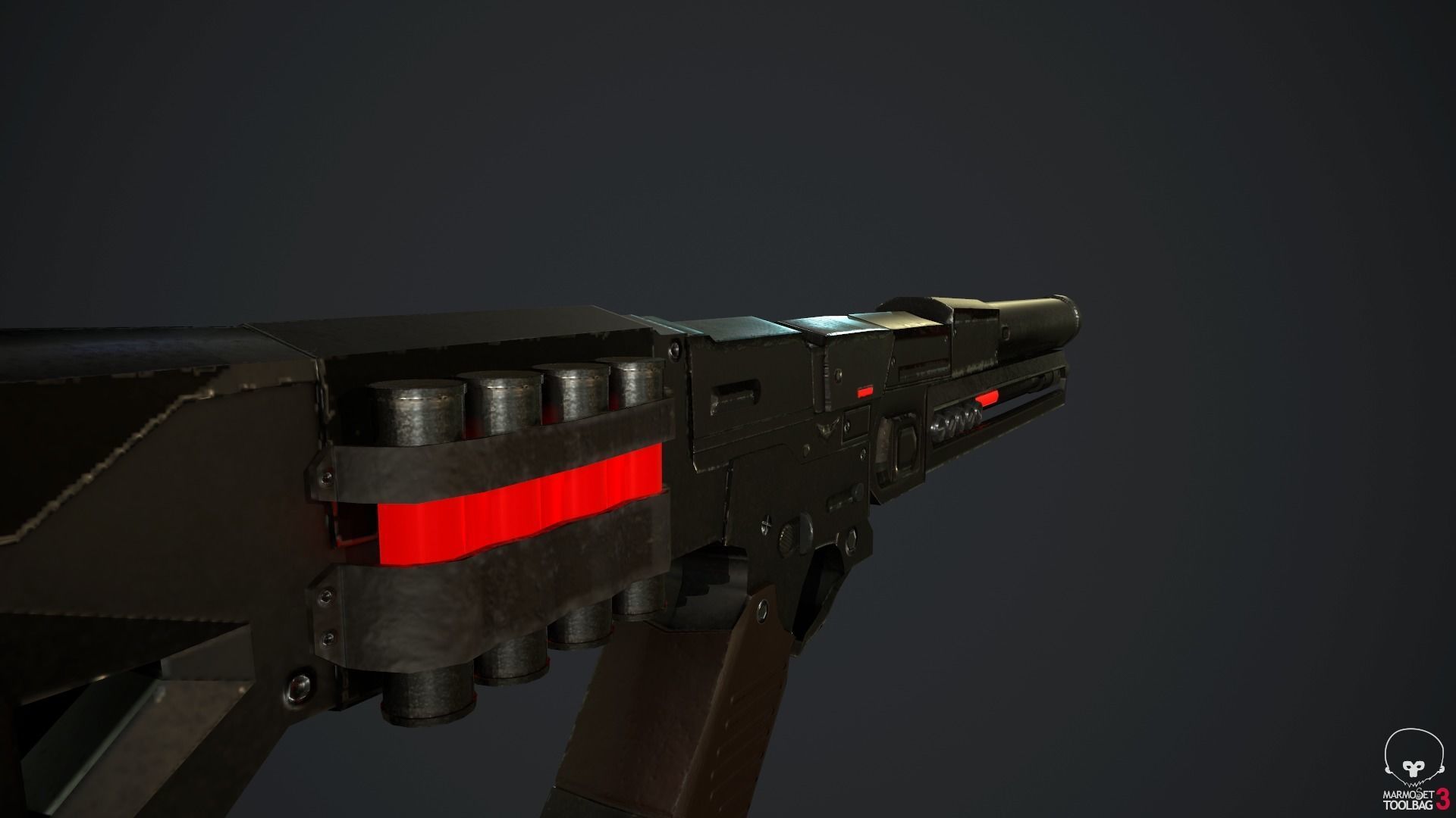 SCI-FI Shotgun Low-poly 3D model_5