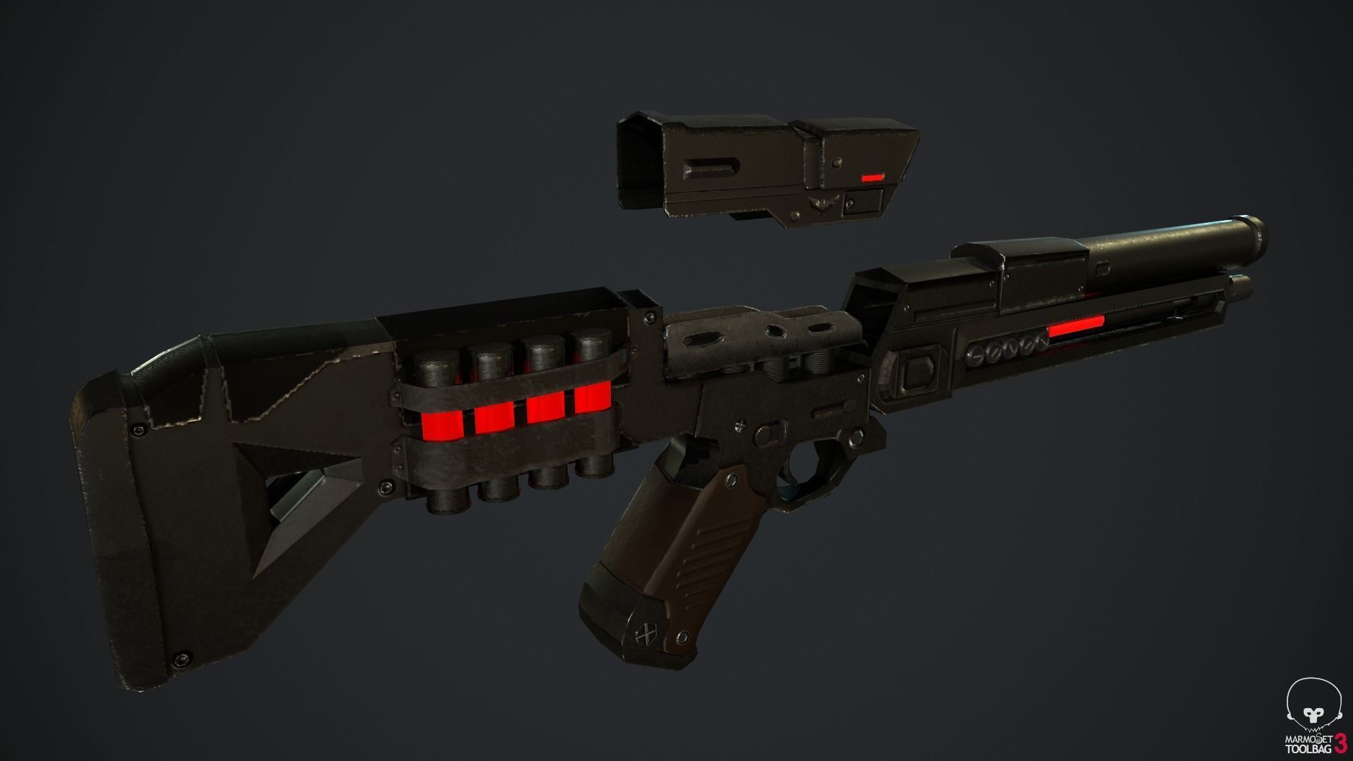 SCI-FI Shotgun Low-poly 3D model_6