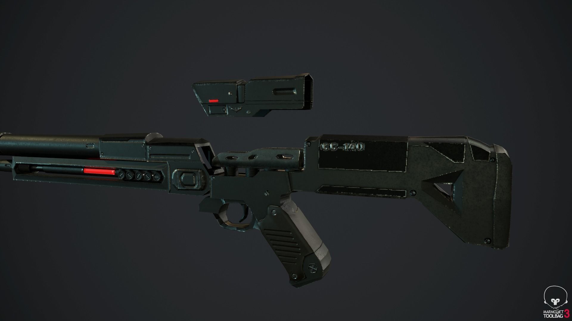SCI-FI Shotgun Low-poly 3D model_3