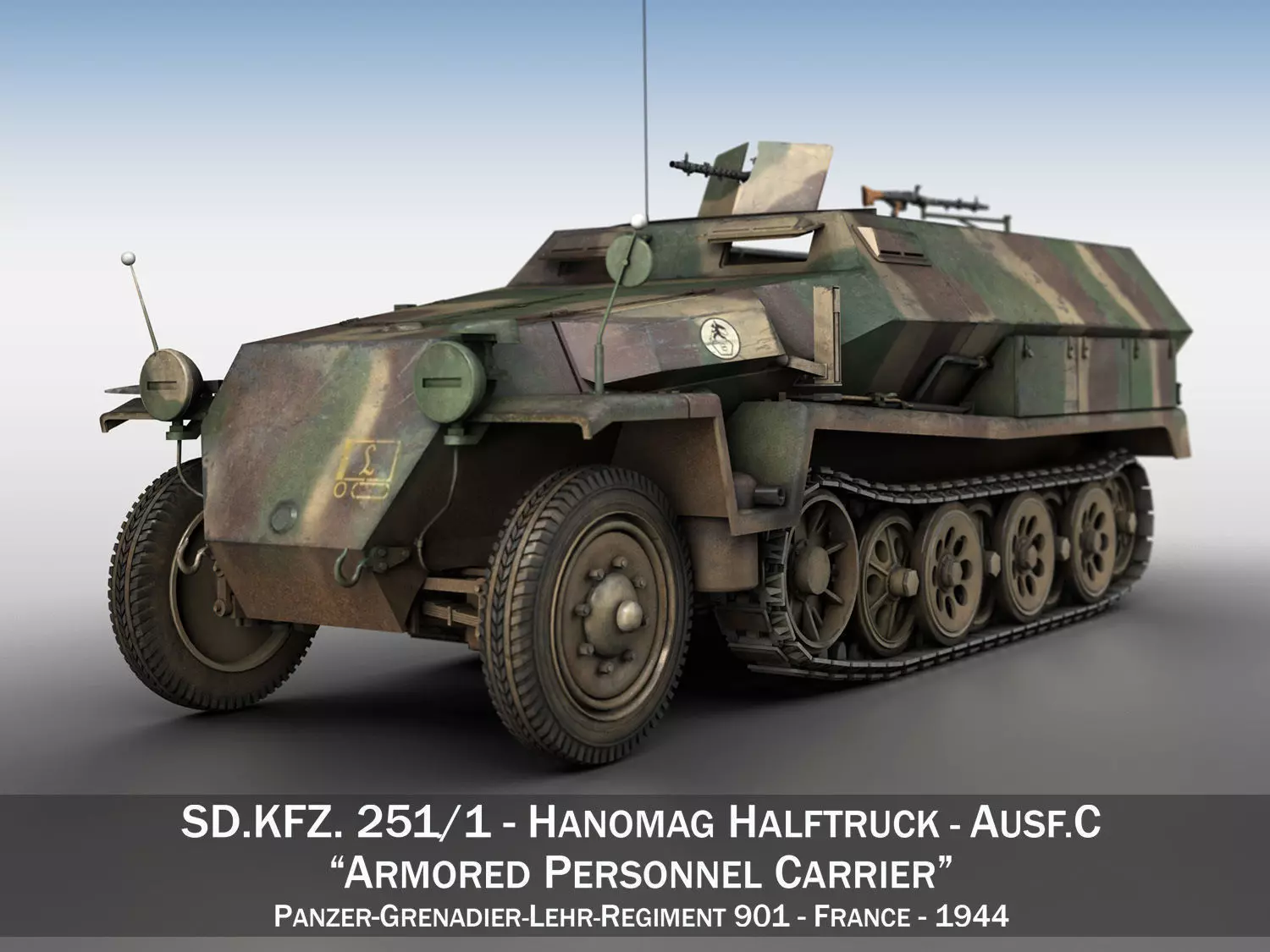 SDKFZ 251 - Ausf C - Half-track - PGLR901 3D model_0