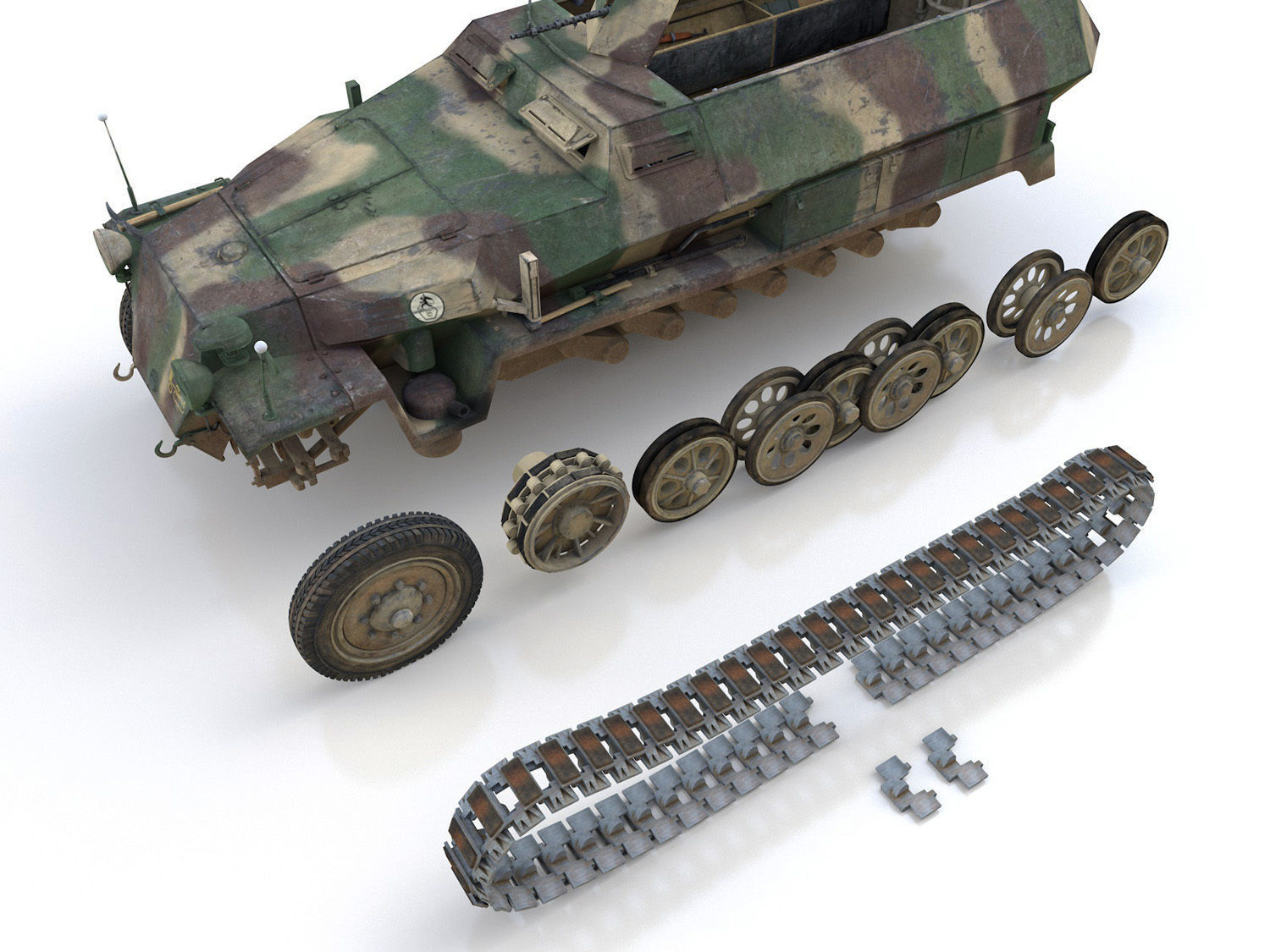 SDKFZ 251 - Ausf C - Half-track - PGLR901 3D model_10