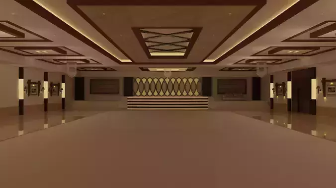 INTERIOR banquet hall with lighting 3D print model