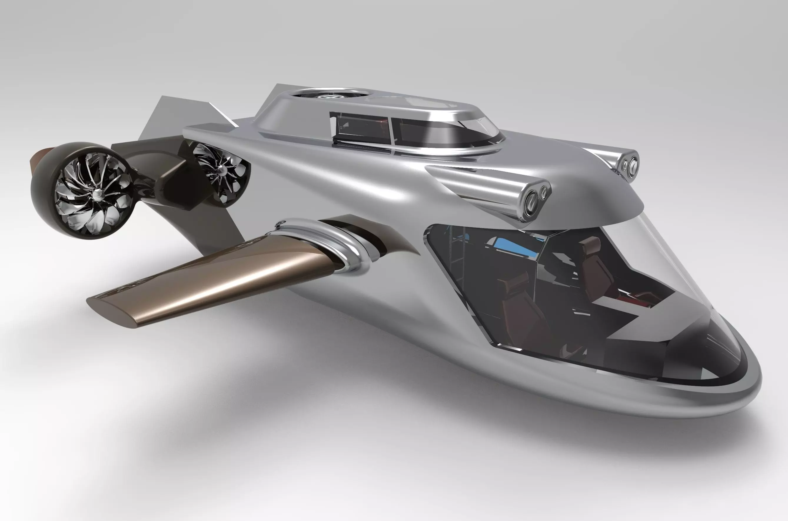 Submarine futuristic flying car Free 3D model