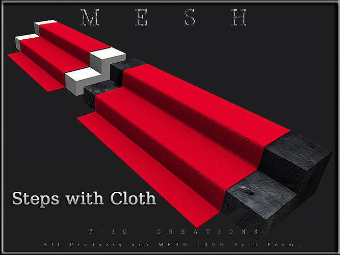 Stairs 2 steps with Cloth Low-poly 3D model