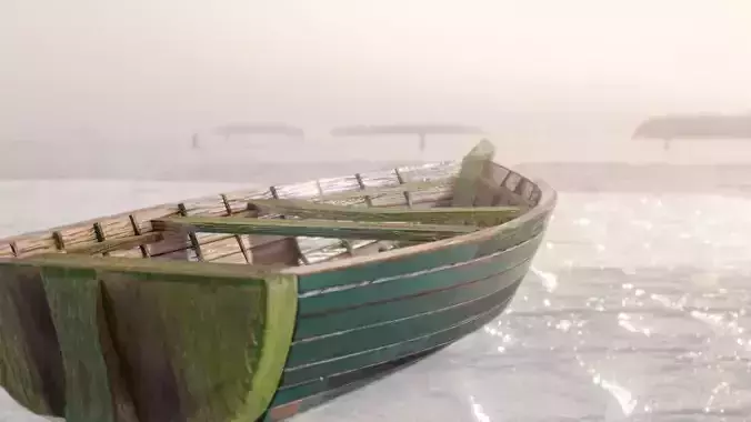 wooden boat Low-poly 3D model