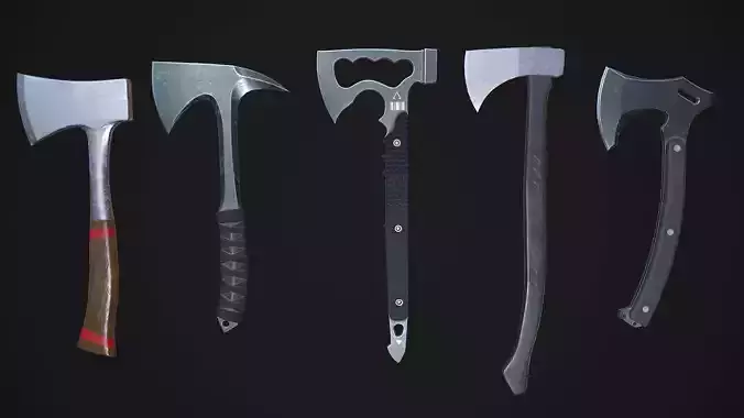 Modern Axe Set 02  3D Model Collection