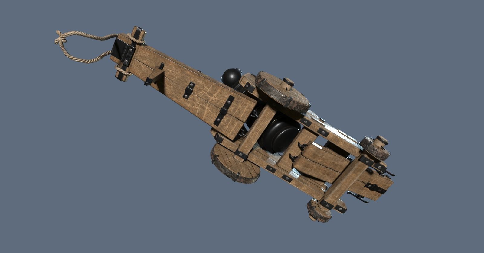 Old Cannon Mortar -Iron Thunder Low-poly 3D model_6