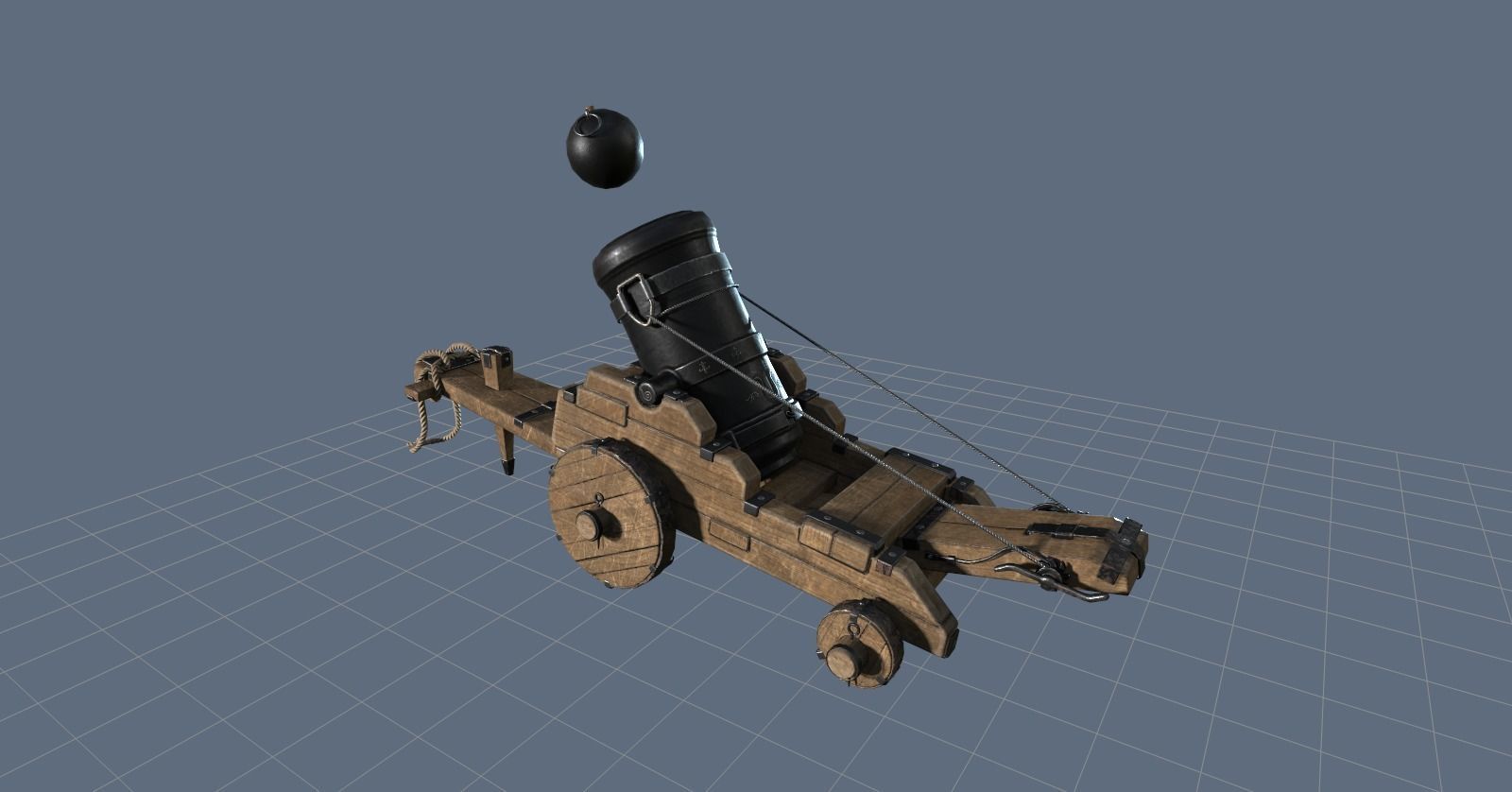 Old Cannon Mortar -Iron Thunder Low-poly 3D model_1