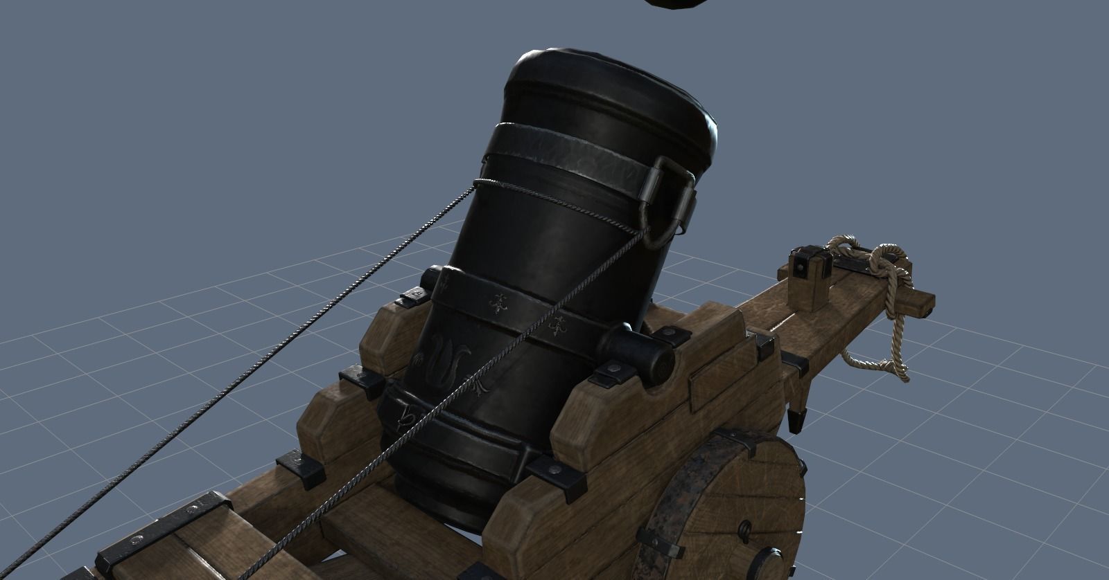 Old Cannon Mortar -Iron Thunder Low-poly 3D model_4