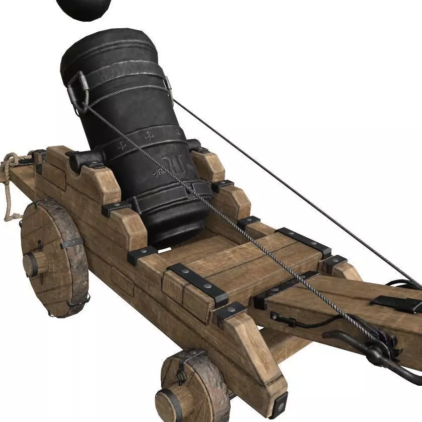 Old Cannon Mortar -Iron Thunder Low-poly 3D model_0