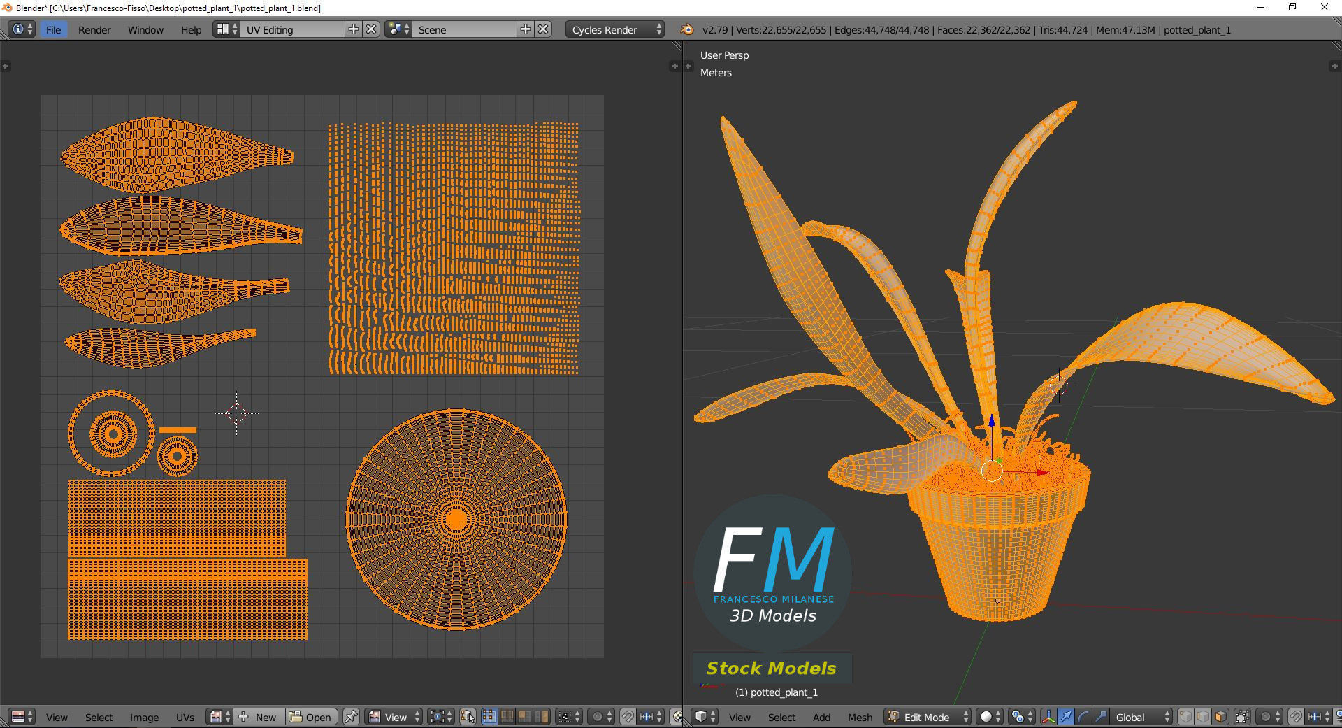 Potted plant 1 3D model_10