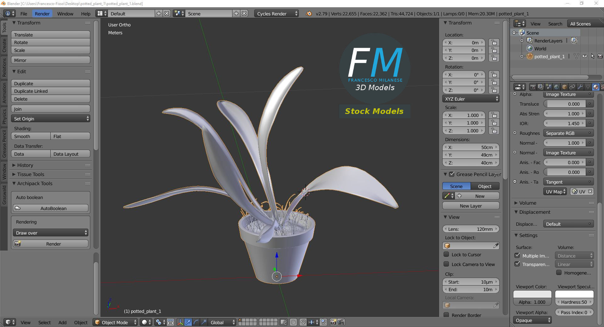 Potted plant 1 3D model_9