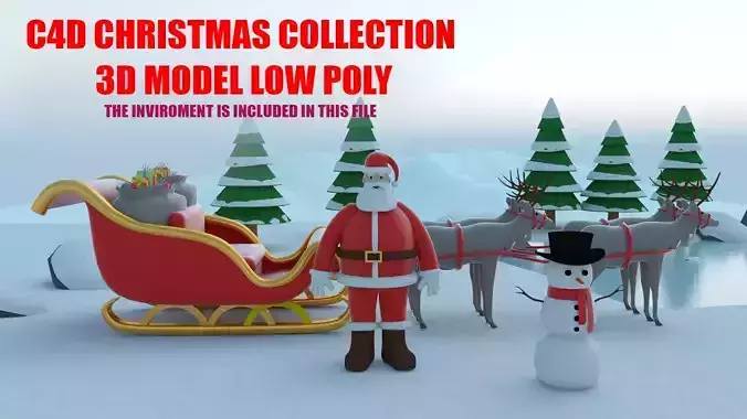 Christmas collection low poly style   Low-poly 3D model