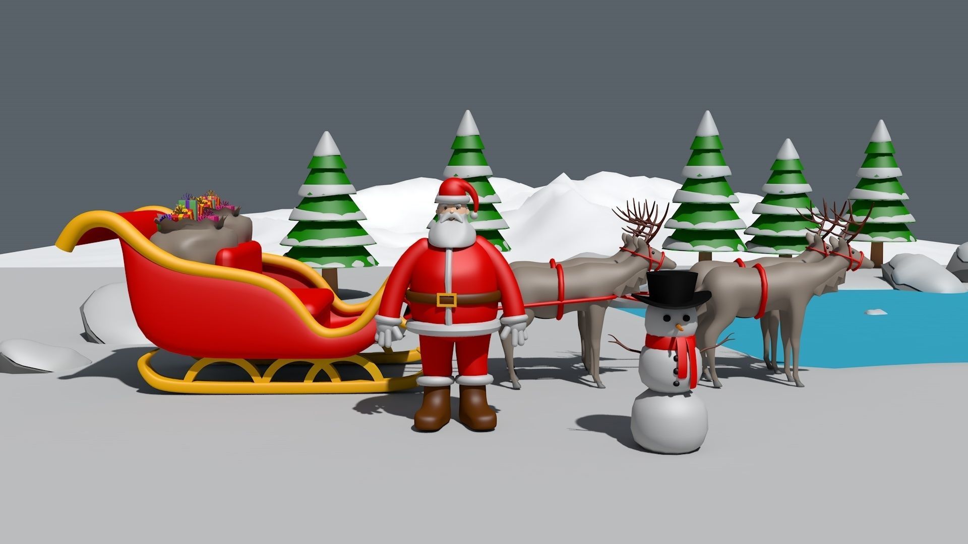 Christmas collection low poly style   Low-poly 3D model_2