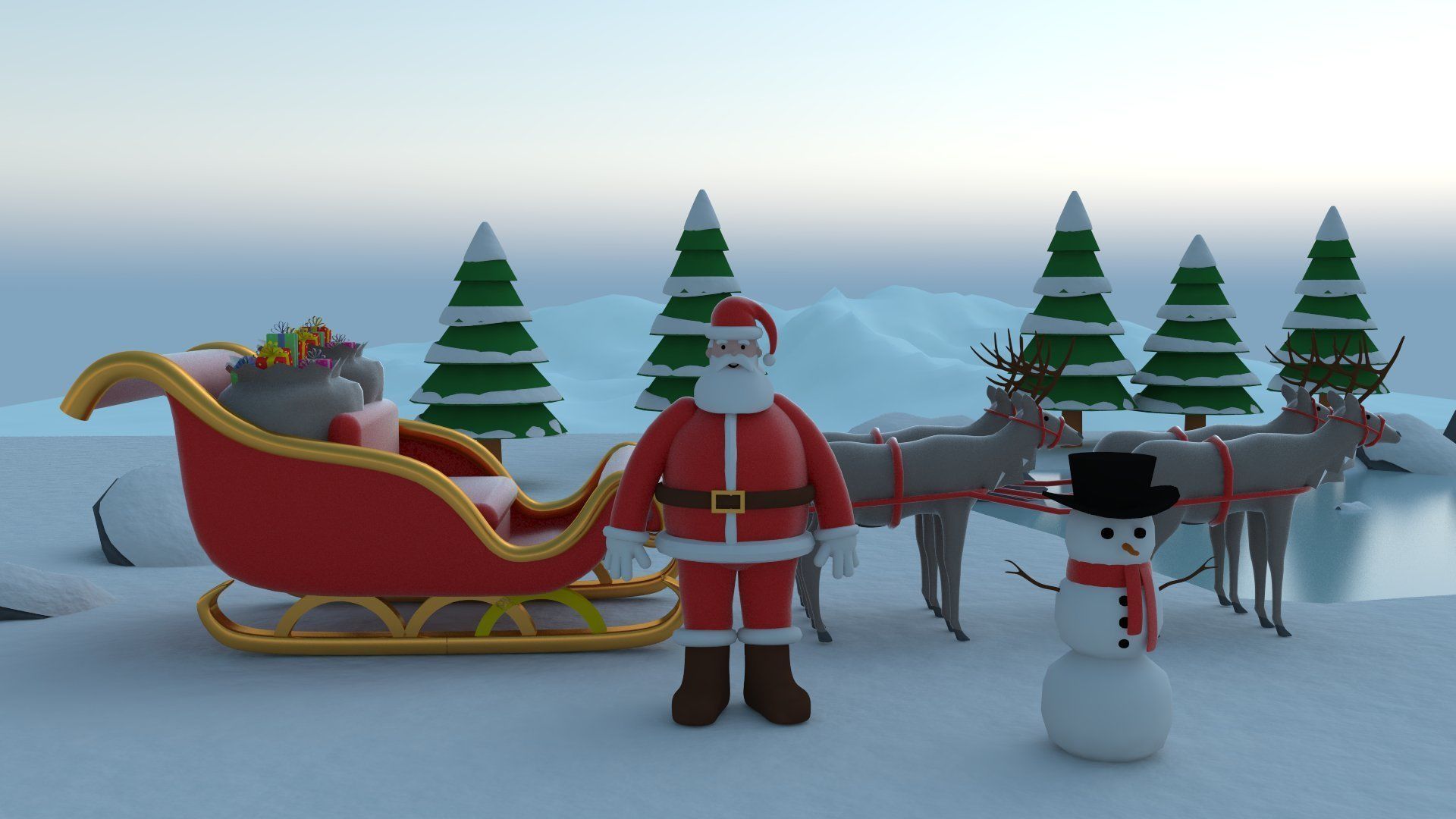 Christmas collection low poly style   Low-poly 3D model_1