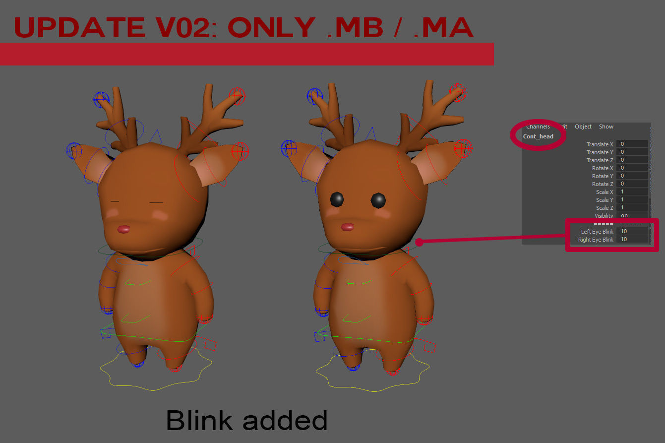 Deer rig Low-poly 3D model_8