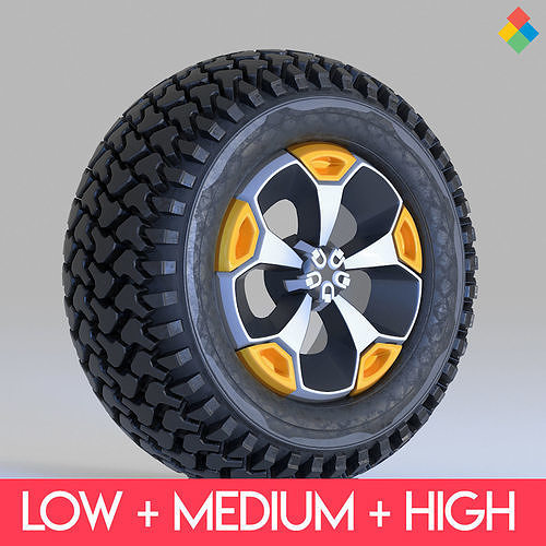 Offroad Tire Wheel Design Rim2 Low-poly 3D model