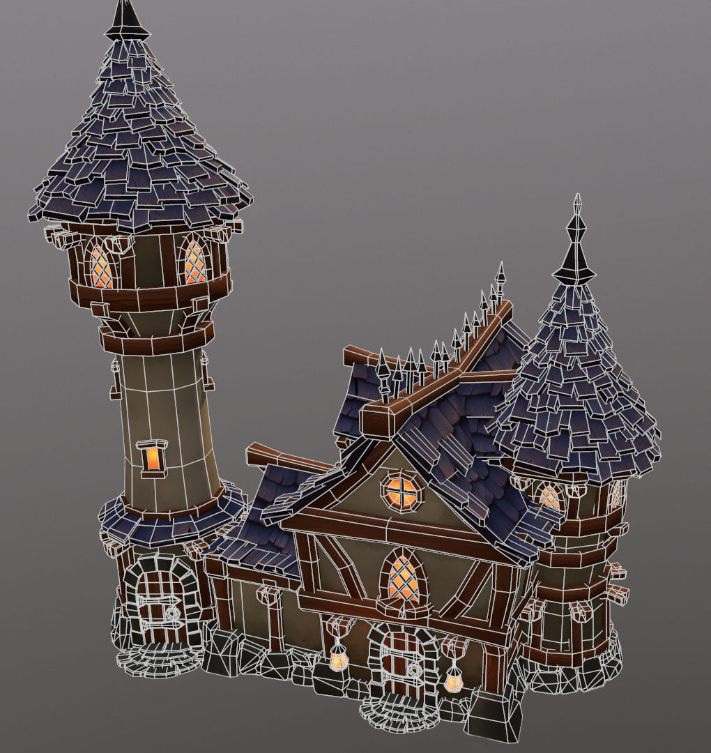 Low Poly Stylized House Low-poly 3D model_2