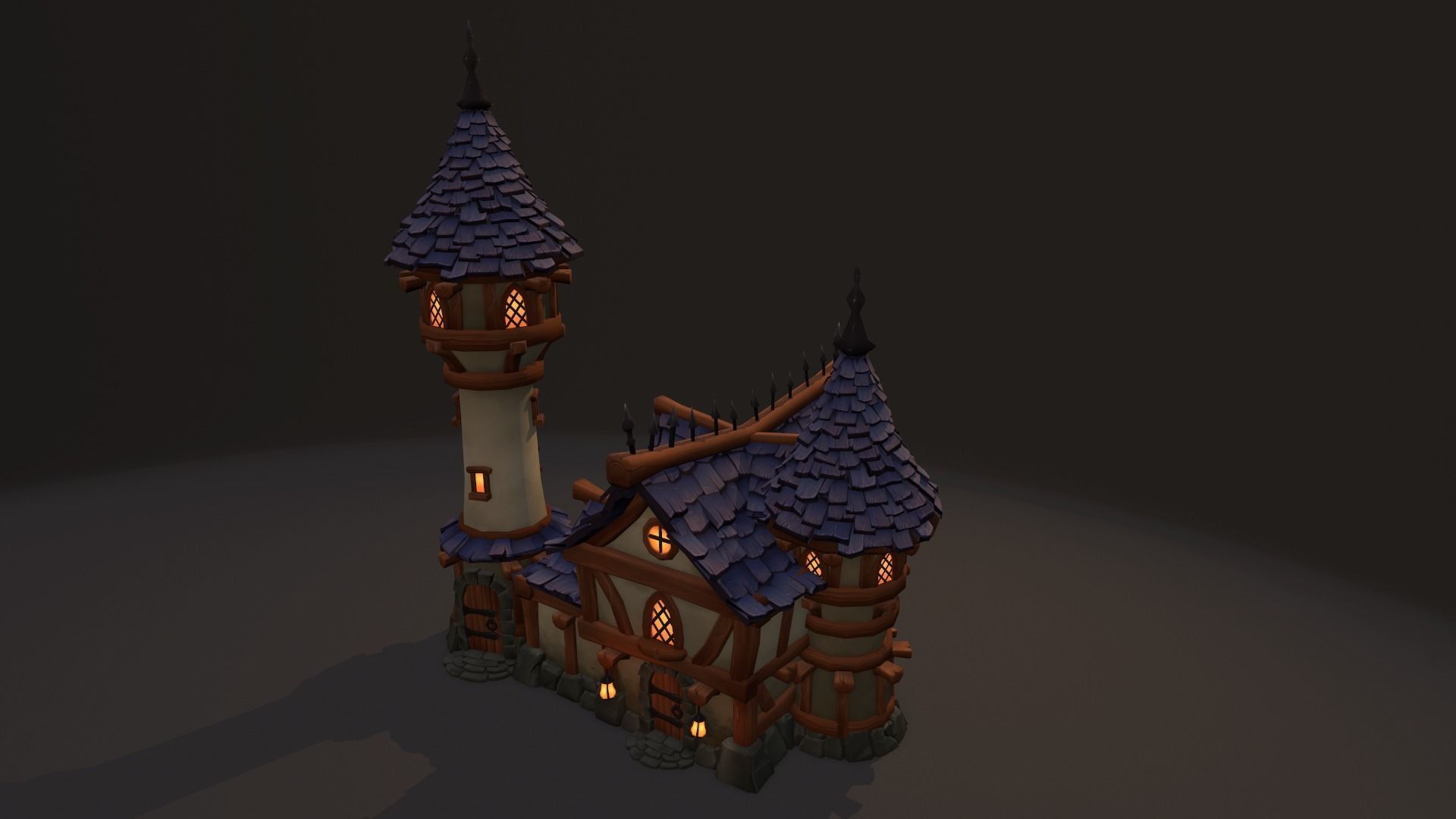 Low Poly Stylized House Low-poly 3D model_1