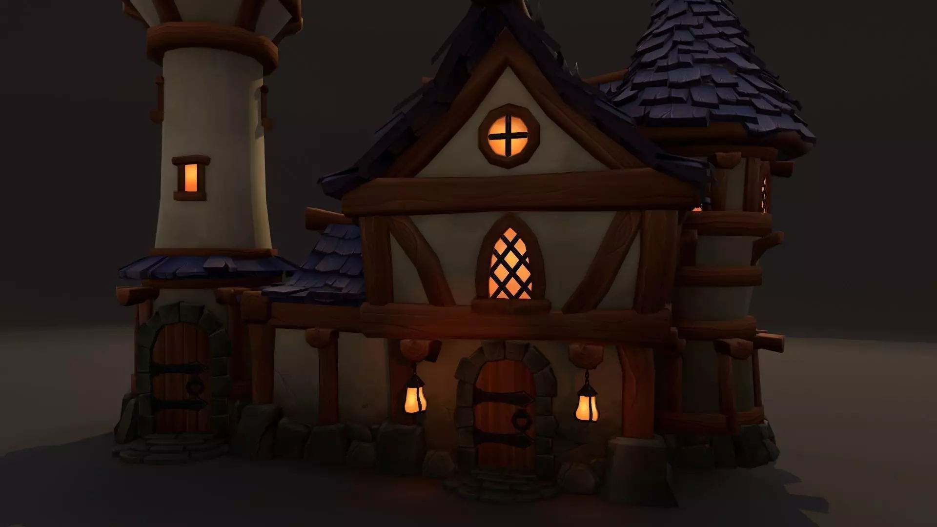 Low Poly Stylized House Low-poly 3D model_0