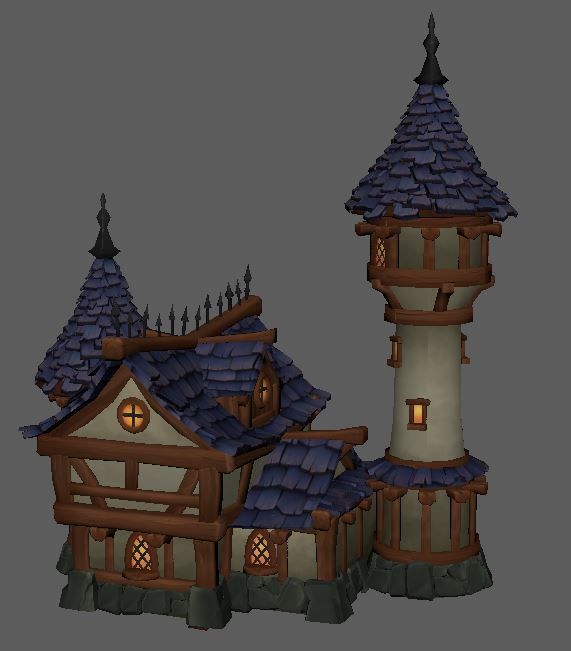 Low Poly Stylized House Low-poly 3D model_4