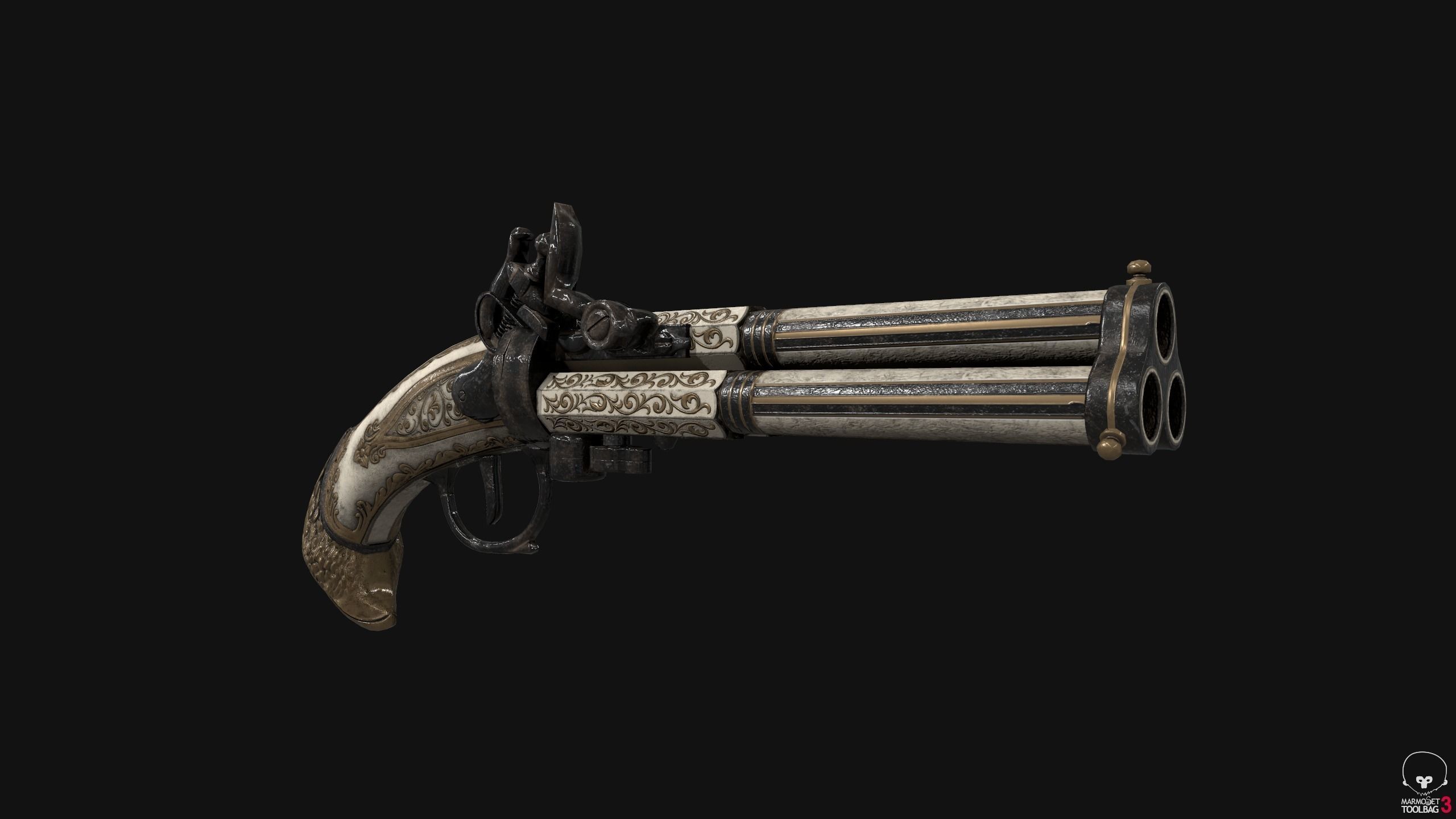 Old Gun Unreal and Unity Game Ready Model Low-poly 3D model_2