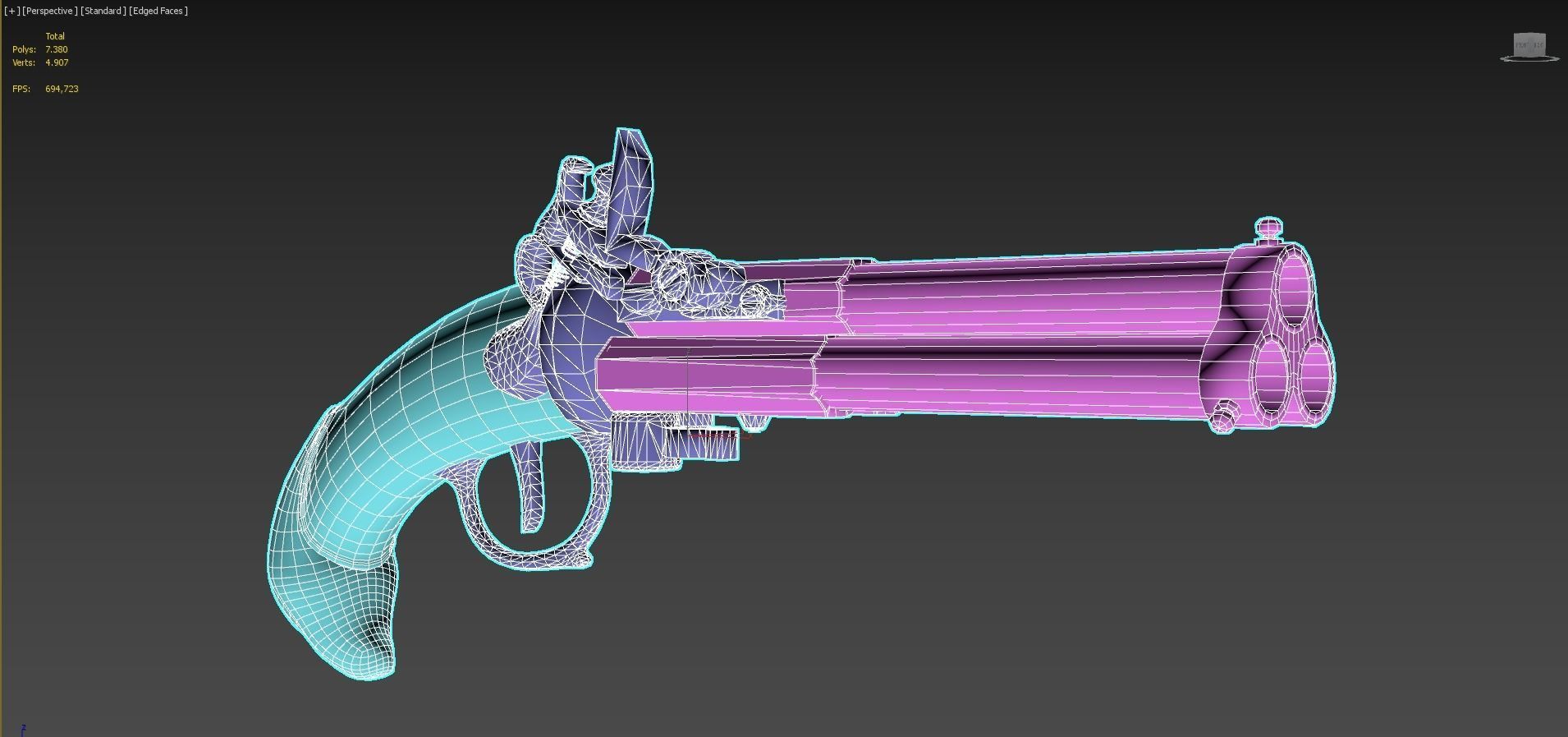 Old Gun Unreal and Unity Game Ready Model Low-poly 3D model_5