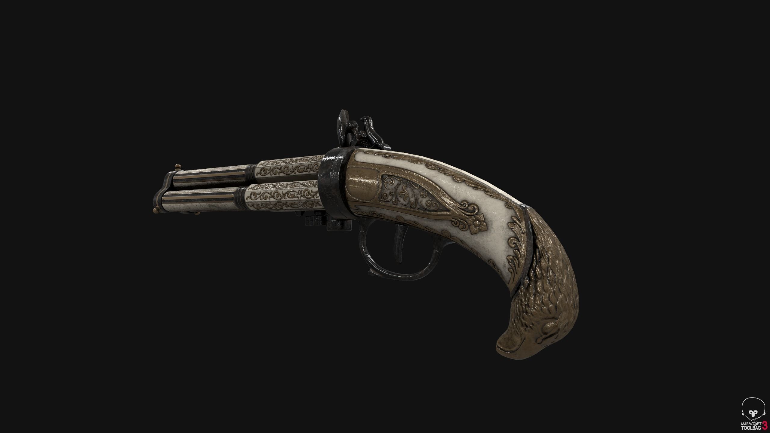 Old Gun Unreal and Unity Game Ready Model Low-poly 3D model_3