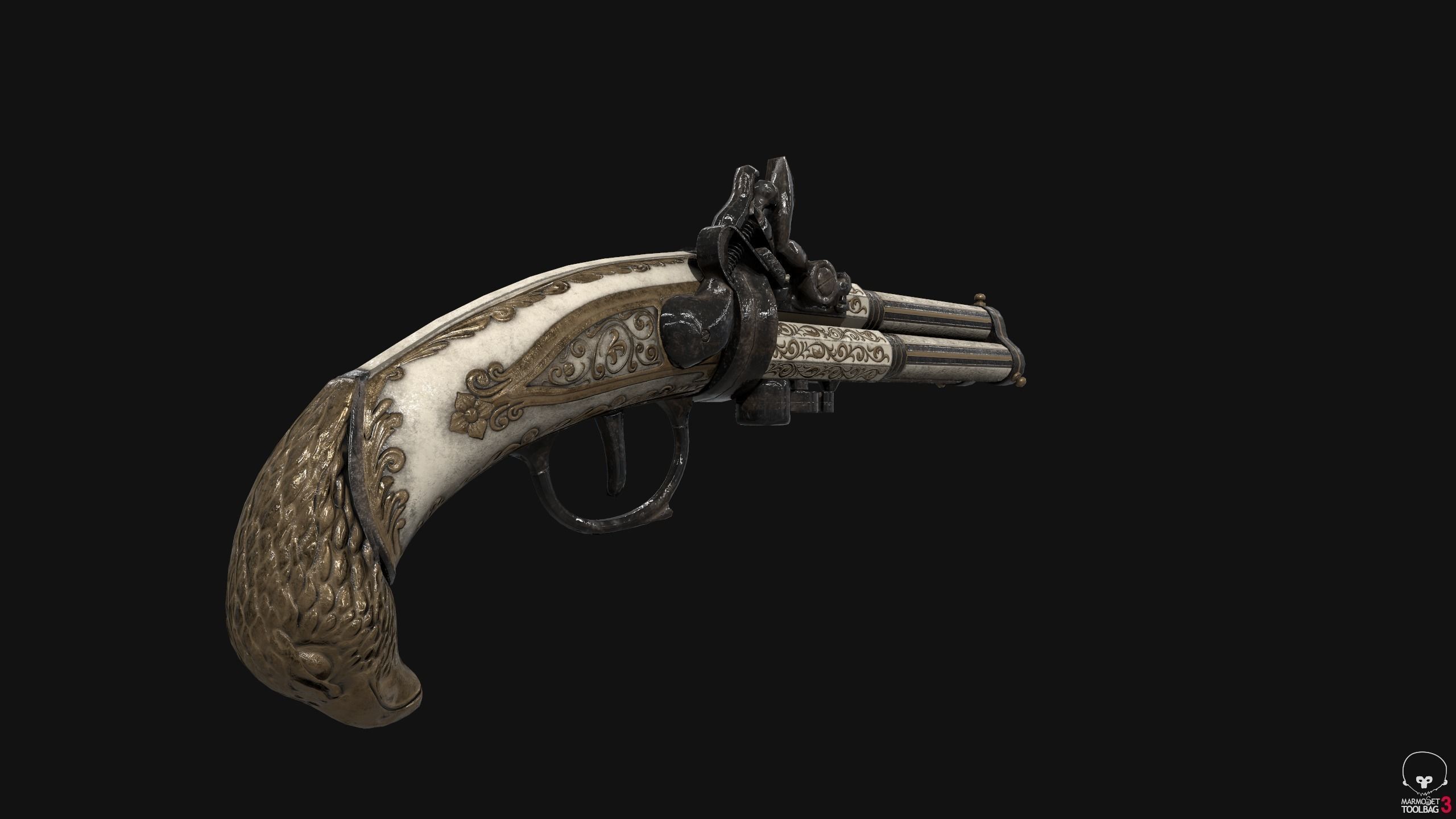 Old Gun Unreal and Unity Game Ready Model Low-poly 3D model_4