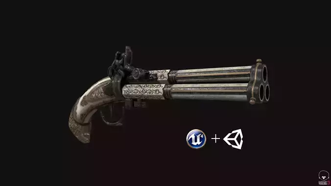 Old Gun Unreal and Unity Game Ready Model Low-poly 3D model