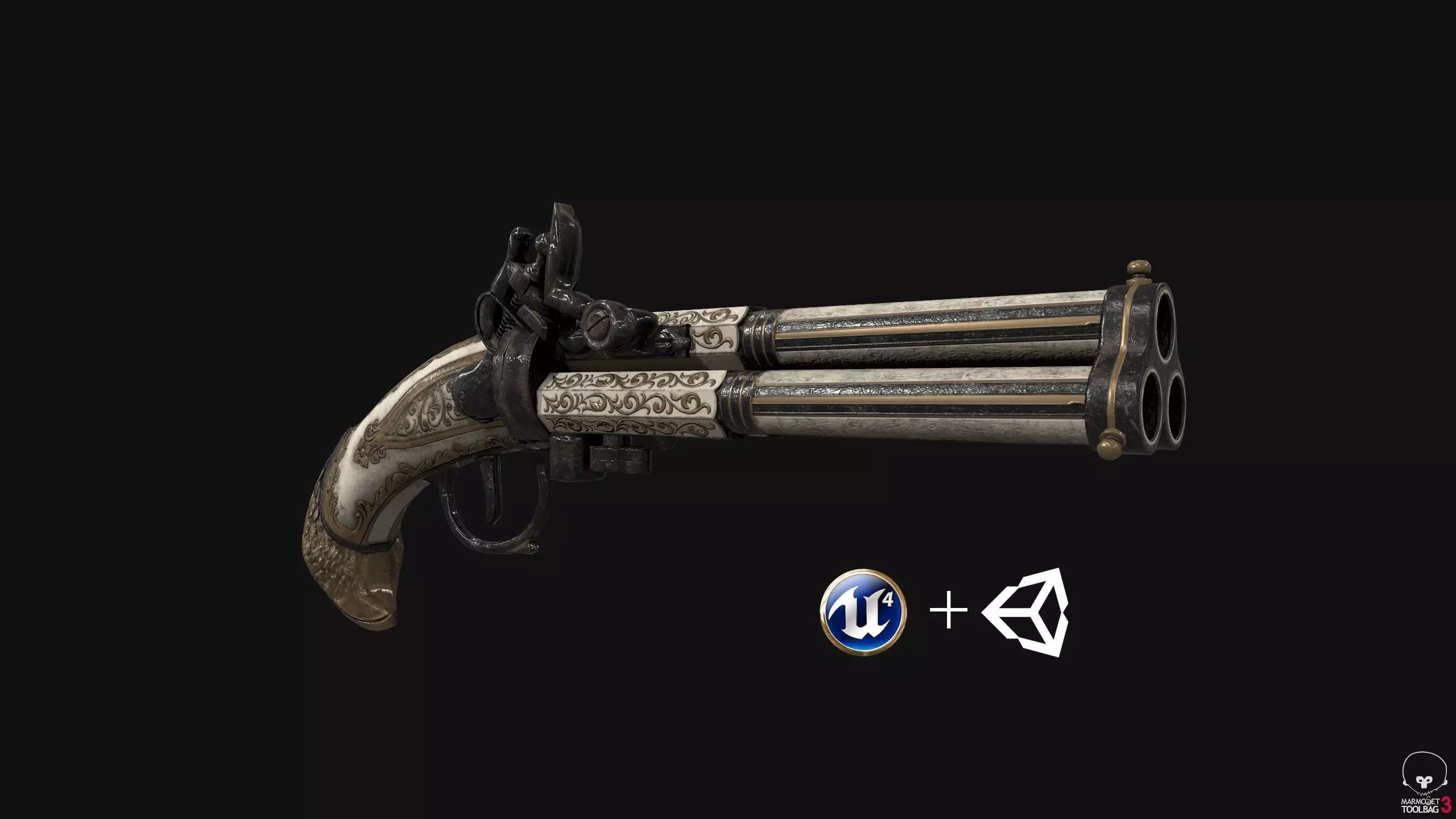 Old Gun Unreal and Unity Game Ready Model Low-poly 3D model_0