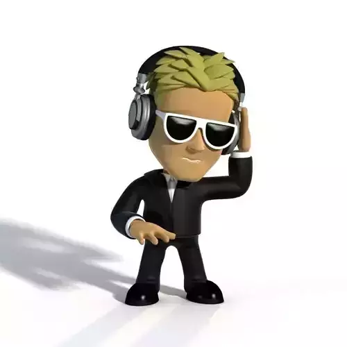 DJ Cartoon Deejay Character 3D Low-poly 3D model