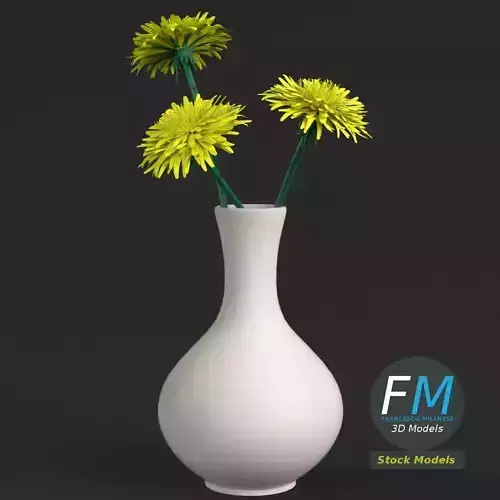 Dandelion flowers in a vase 3D model