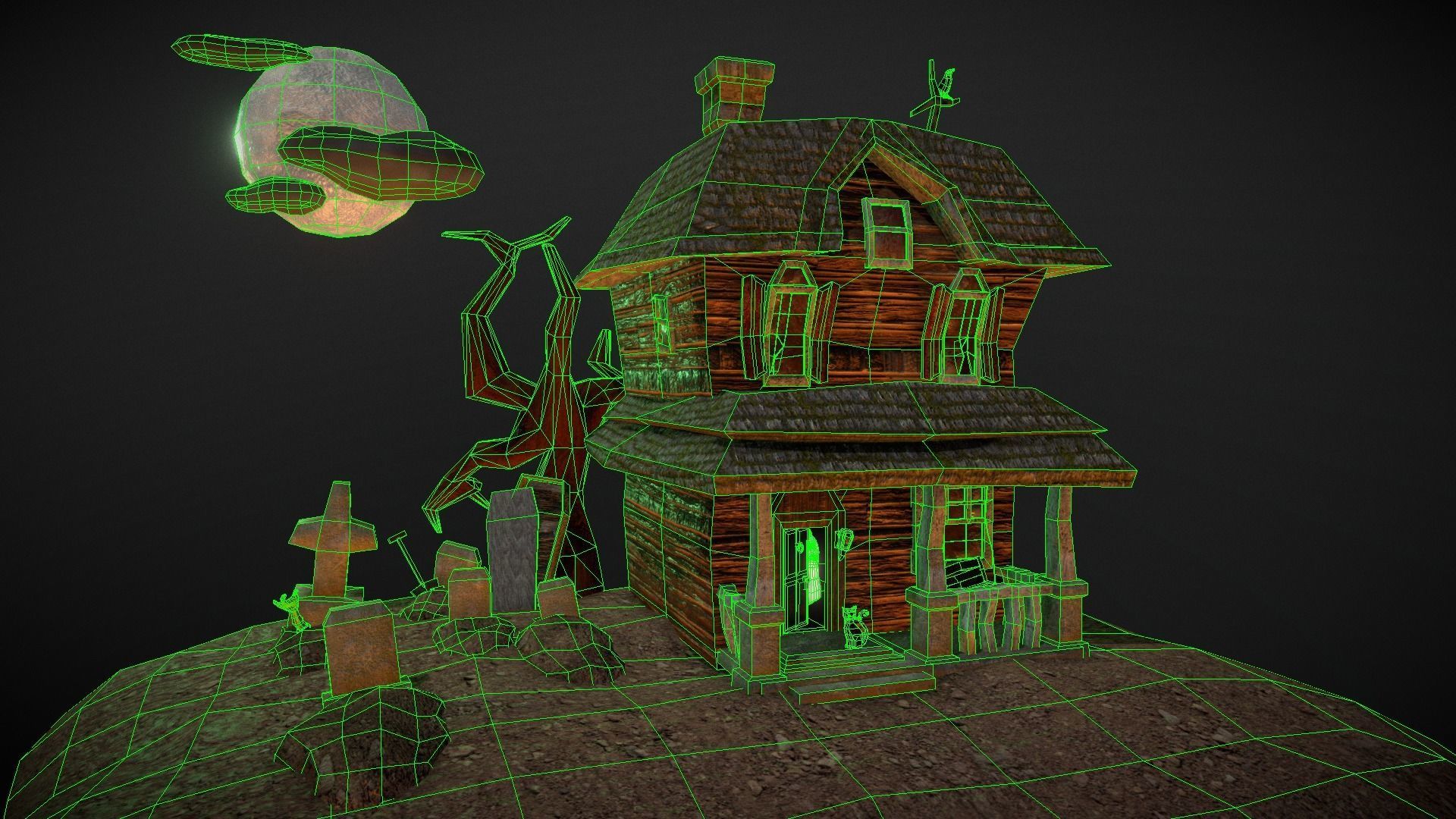 SpookHouse haunted house Low-poly 3D model_2