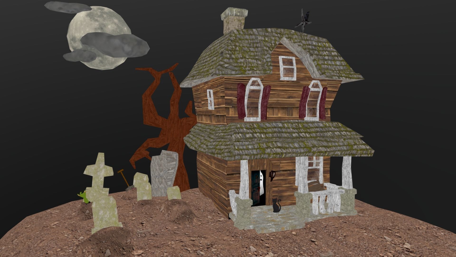 SpookHouse haunted house Low-poly 3D model_1