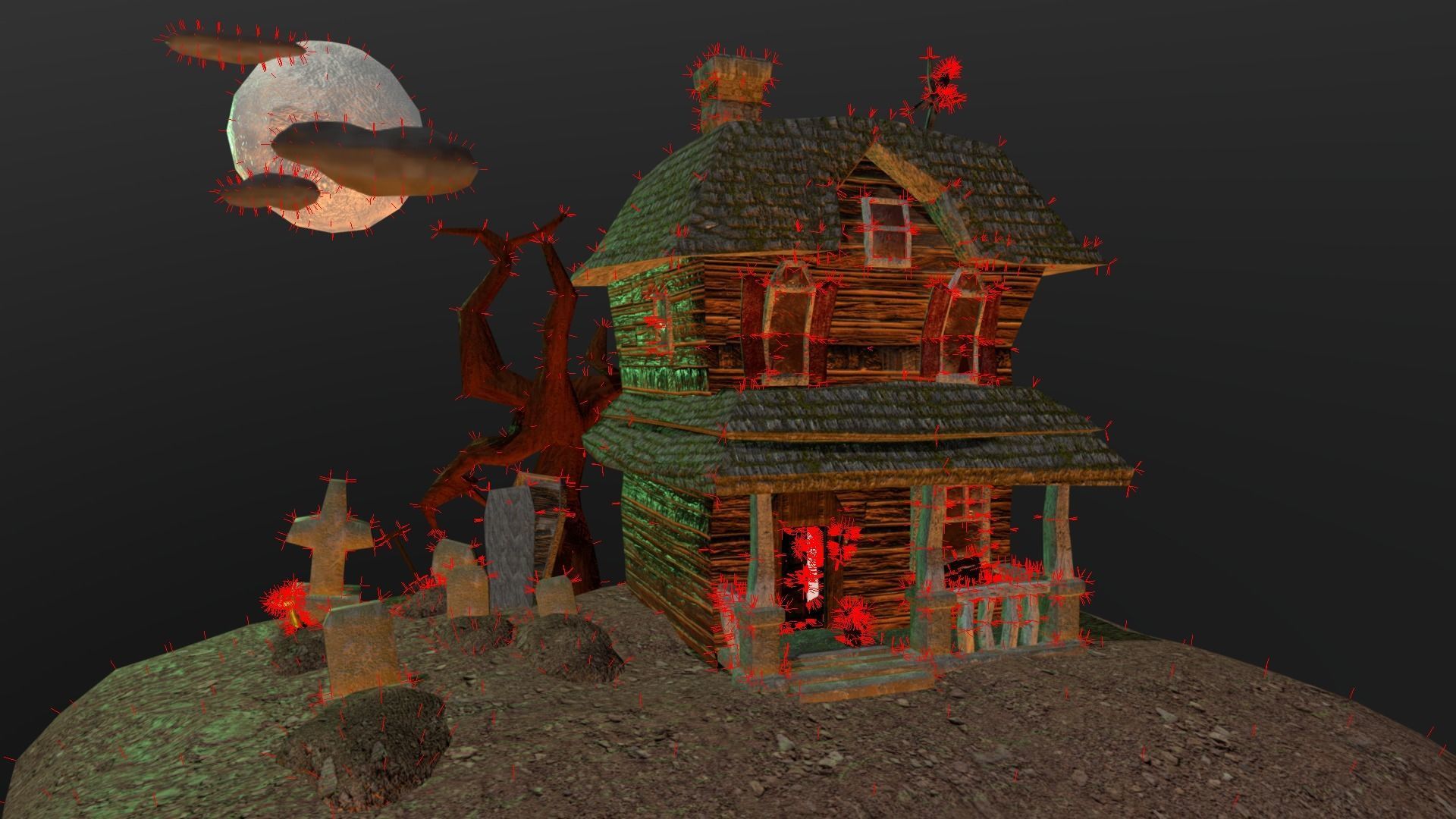 SpookHouse haunted house Low-poly 3D model_3