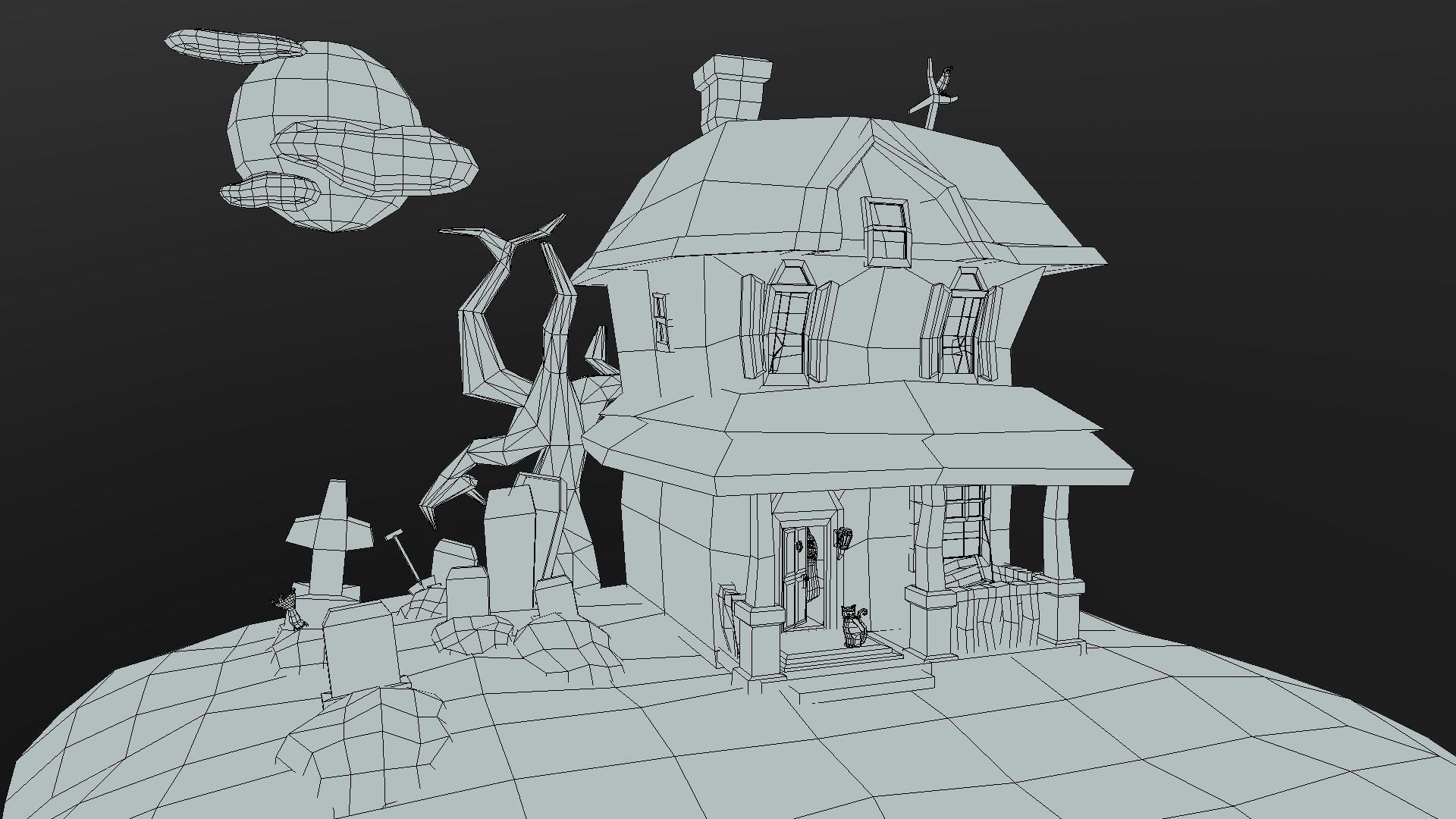 SpookHouse haunted house Low-poly 3D model_5