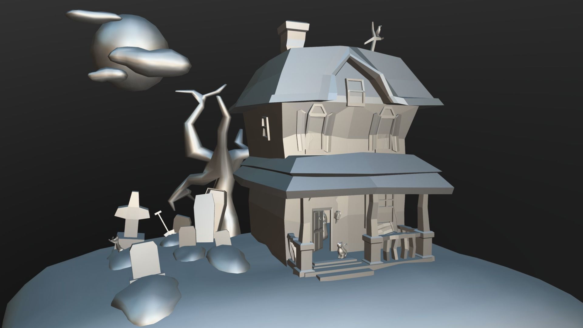 SpookHouse haunted house Low-poly 3D model_12